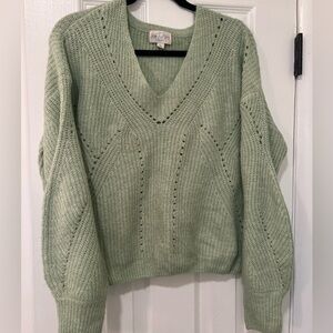 June & Ivy - Sage V-Neck Sweater